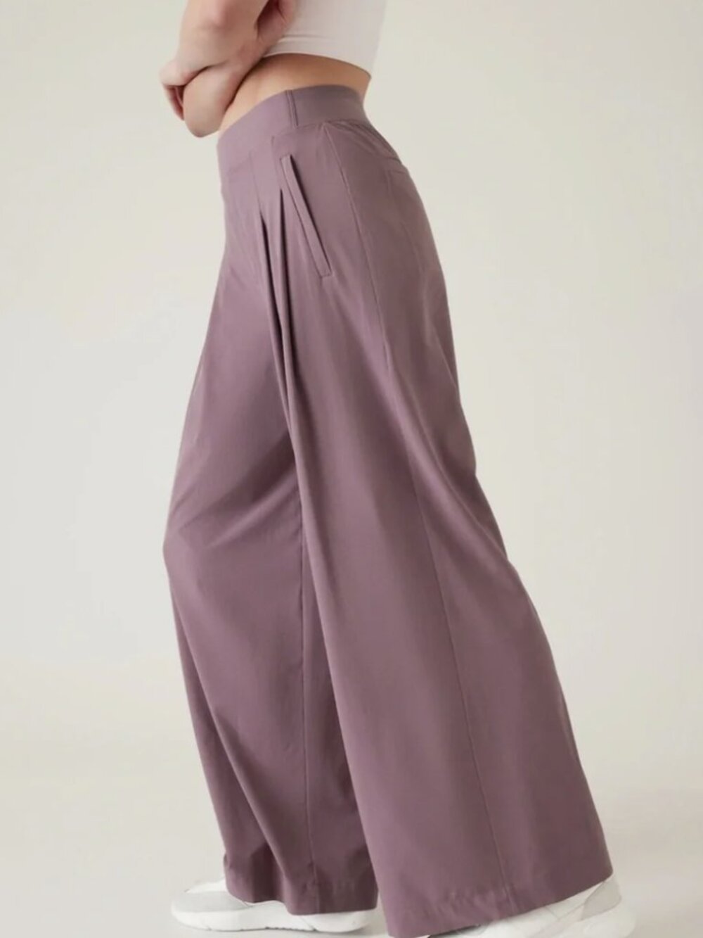 Athleta Brooklyn Heights High Rise Wide Trouser  Color Damask Mauve - Picture 3 of 7
